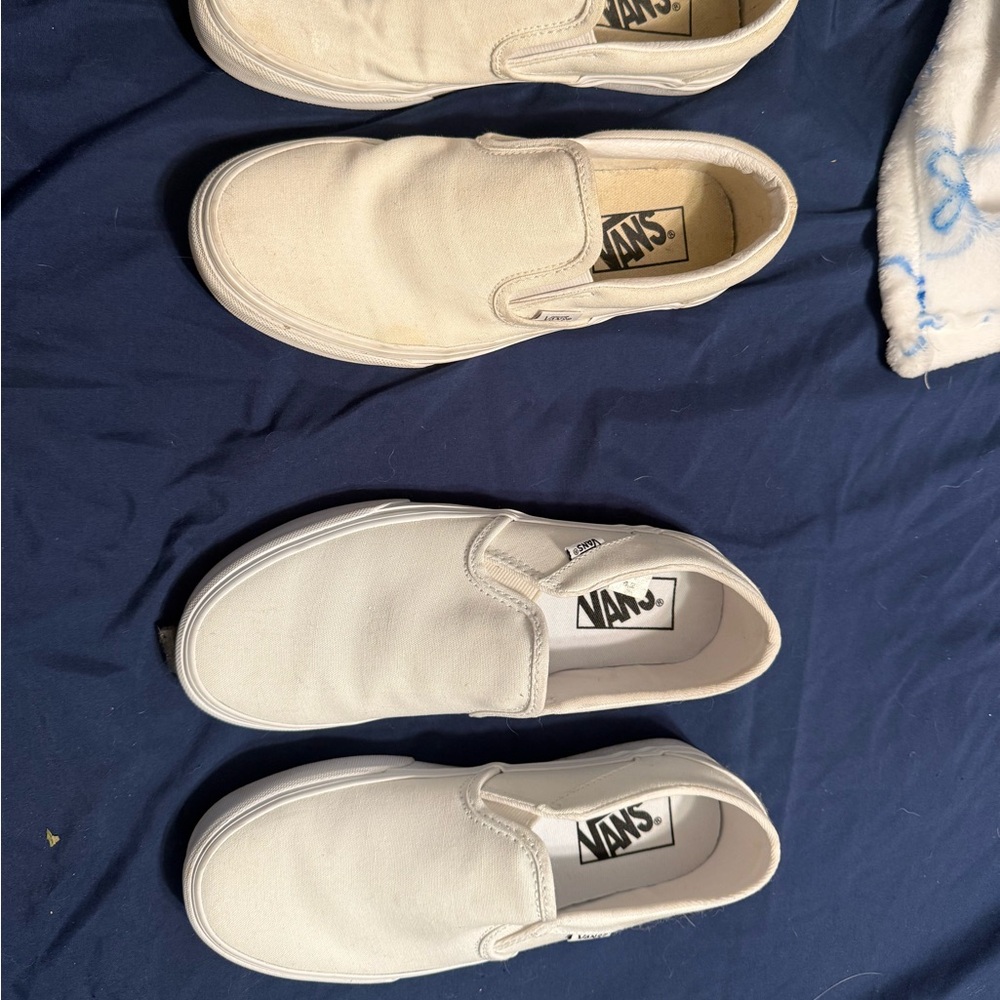2 pairs Vans Women’s Slip-On Sneakers - Cream and White size 7: $60 for 2 pairs